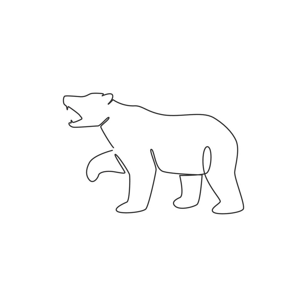 un disegno a linea continua di un elegante orso per l'identità del logo aziendale. concetto di icona di affari da forma animale mammifero selvatico. illustrazione di disegno vettoriale grafico di disegno a linea singola alla moda