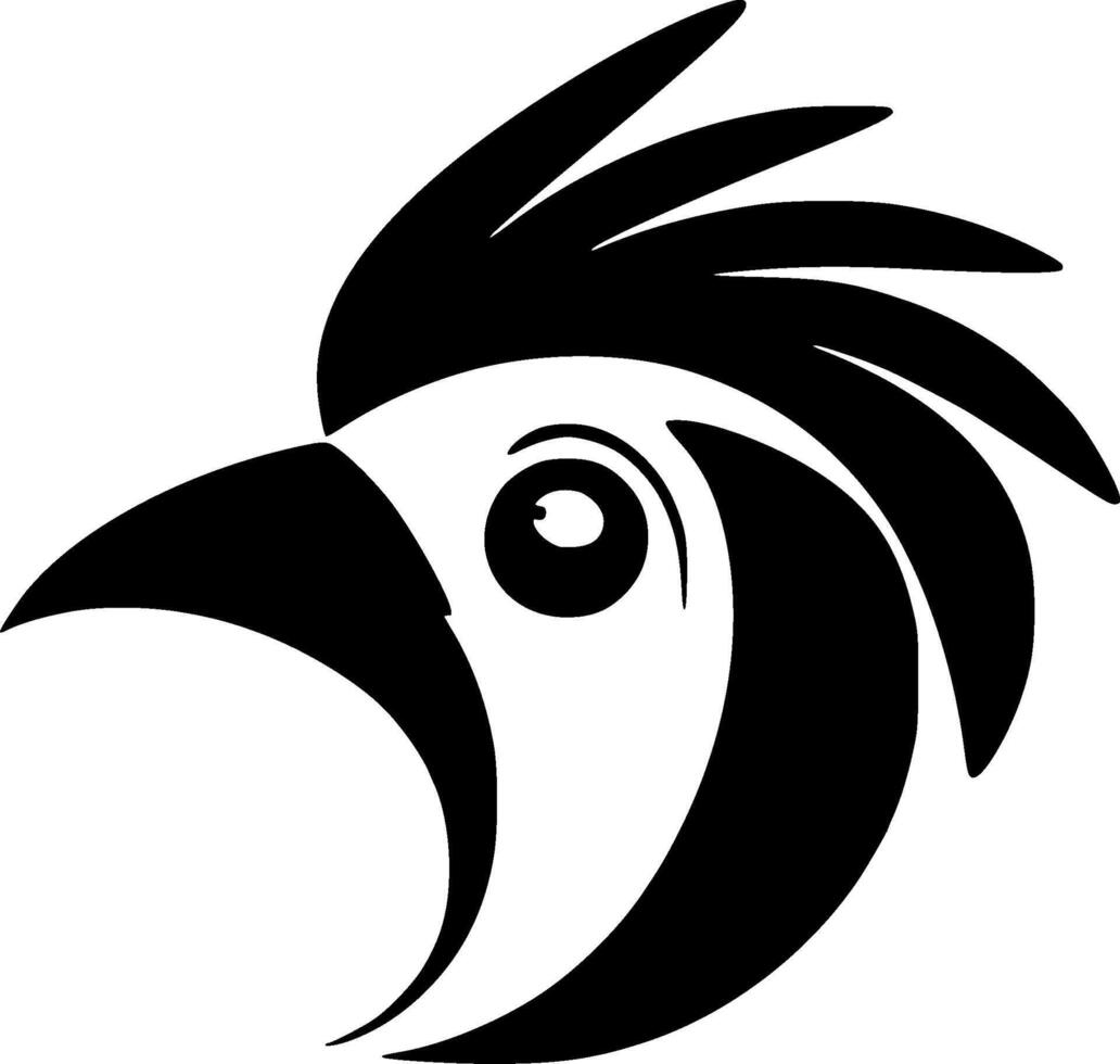 pappagallo - nero e bianca isolato icona - illustrazione vettore