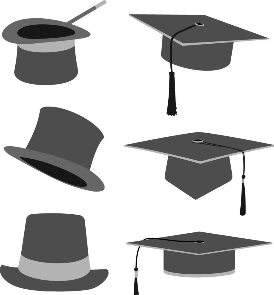nero cappello impostato collezione illustrazione vettore