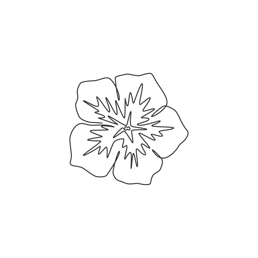 un disegno a linea continua di petunioideae fresche di bellezza per il logo del giardino. stampabile decorativo fiore petunia concetto per la decorazione della parete di casa poster art. illustrazione vettoriale di design moderno a linea singola