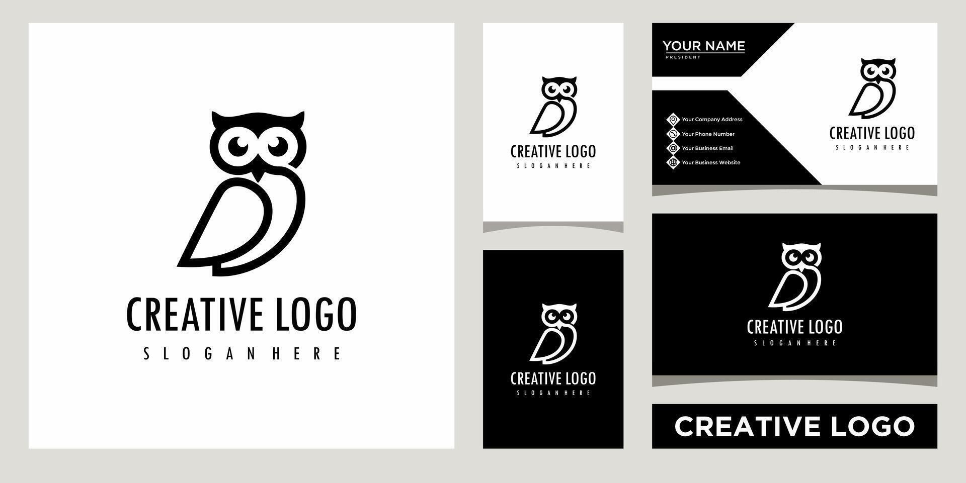 semplice gufo icona logo design modello con attività commerciale carta design vettore
