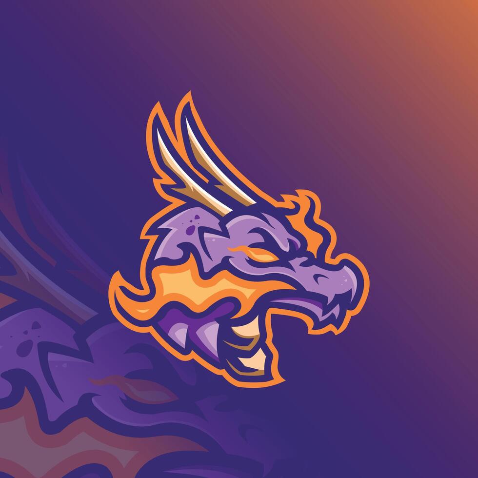 design del logo esport della mascotte del drago vettore
