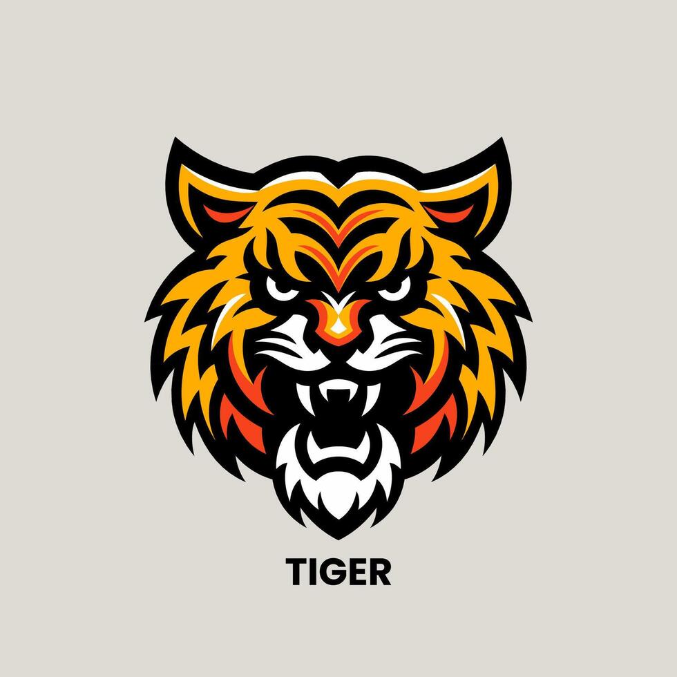 tigre logo portafortuna o illustrazione, feroce tigre viso illustrazione vettore