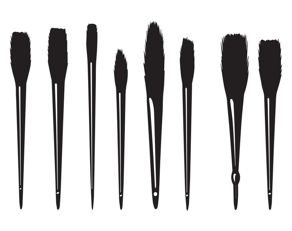 impostato di nero rendere su spazzole su bianca sfondo. illustrazione. vettore