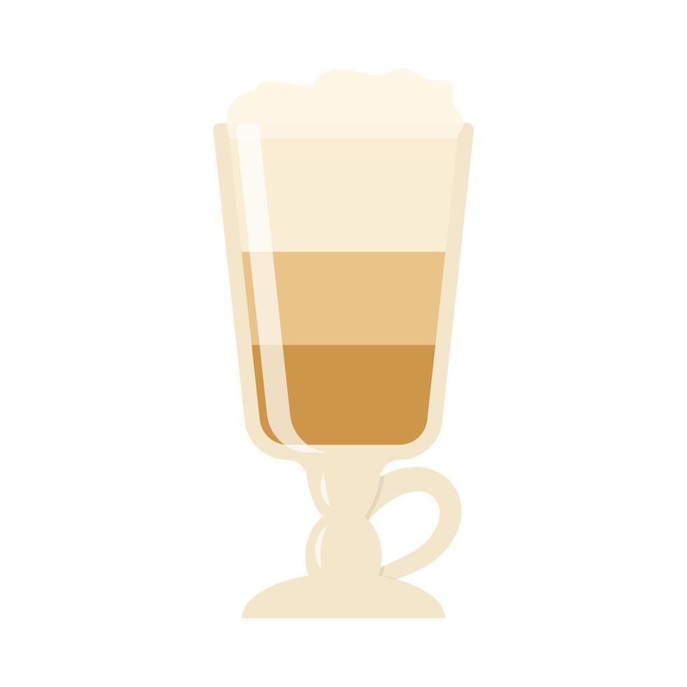 caldo e freddo caffè bevanda. diverso tipi di bere. caffè espresso, Americano tazza, cappuccino e latte macchiato nel carta tazza, ghiacciato macchiato nel bicchiere. piatto illustrazioni isolato su bianca sfondo vettore