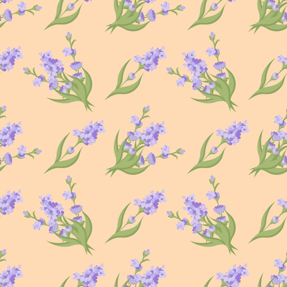 un' rametto di lavanda. viola fiore. senza soluzione di continuità modello. illustrazione. vettore