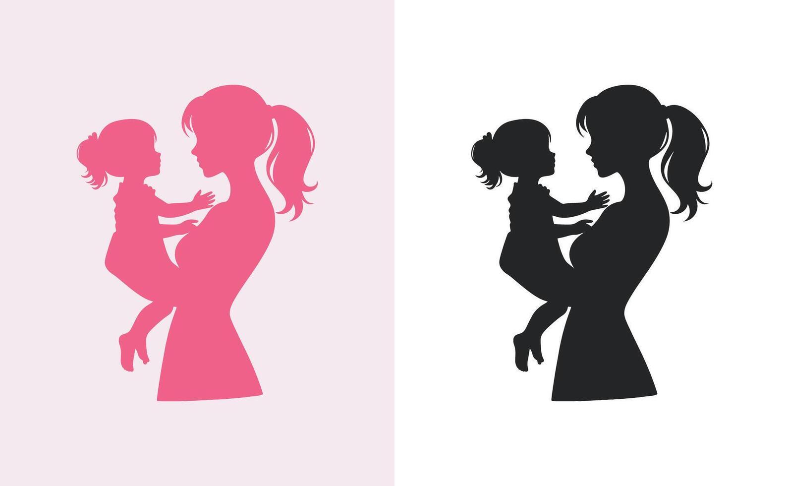 donne e bambino logo design La madre di giorno speciale può essere Usato nel sociale media inviare, saluto carta disegno, bandiera e manifesti. contento madri giorno silhouette per migliore mamma e bambino amore carta design vettore