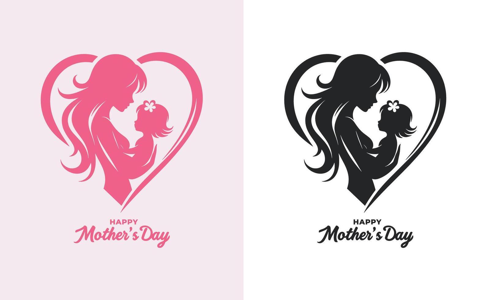 donne e bambino logo design La madre di giorno speciale può essere Usato nel sociale media inviare, saluto carta disegno, bandiera e manifesti. contento madri giorno silhouette per migliore mamma e bambino amore carta design vettore