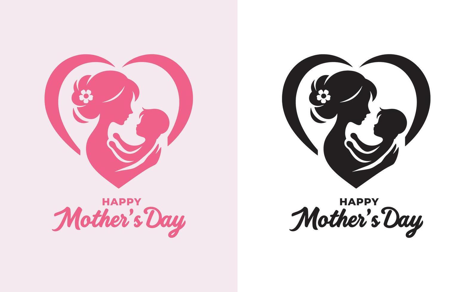 donne e bambino logo design La madre di giorno speciale può essere Usato nel sociale media inviare, saluto carta disegno, bandiera e manifesti. contento madri giorno silhouette per migliore mamma e bambino amore carta design vettore