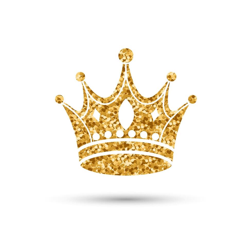 oro luccichio corona su un' bianca sfondo. Magia reale corona. vettore