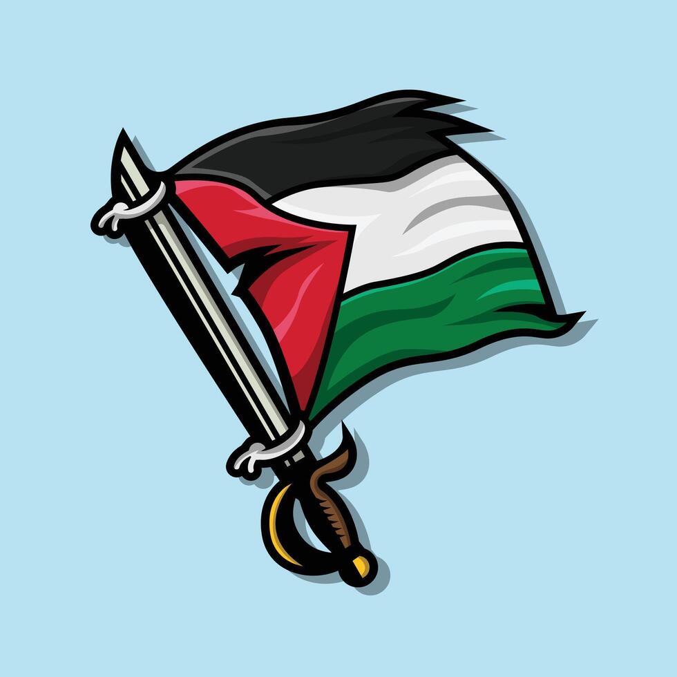 palestinese bandiera e spada illustrazione design vettore