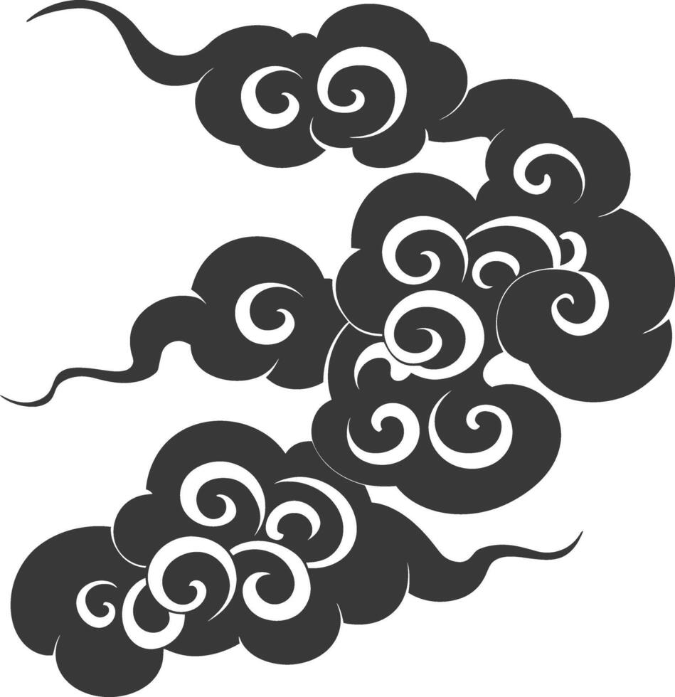 silhouette Cinese nube simbolo nero colore solo vettore