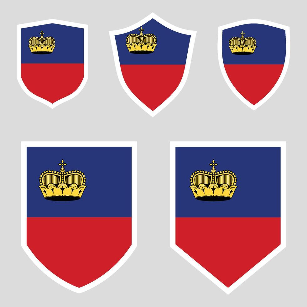 impostato di Liechtenstein bandiera nel scudo forma telaio vettore