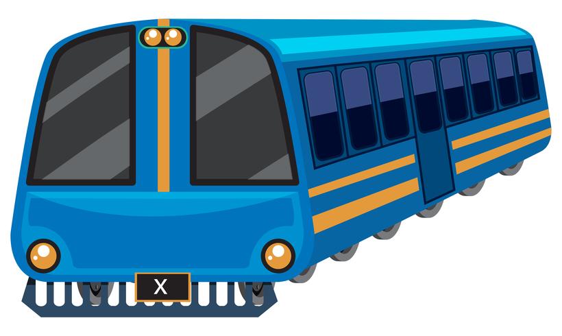 Treno blu su sfondo bianco vettore