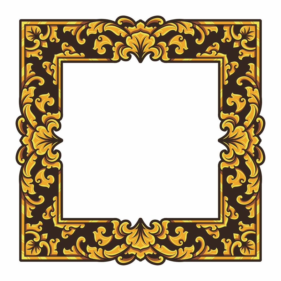 isolato frontiere o montatura ornamento. ornamentale elementi per il tuo disegni. nero e oro colori. floreale intaglio decorazione per cartoline o inviti per sociale media. vettore