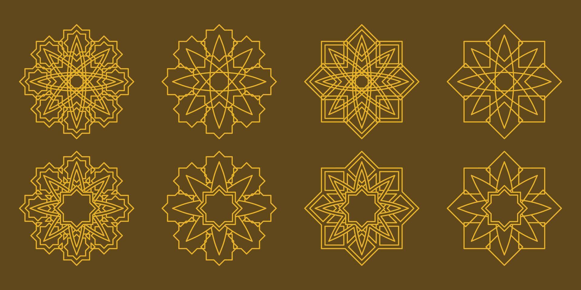 lusso decorativo mandala design sfondo senza soluzione di continuità modello, islamico ornato illustrazione nel oro colore. design per manifesto ornamento, striscione, saluto carta, sociale media, ragnatela. vettore