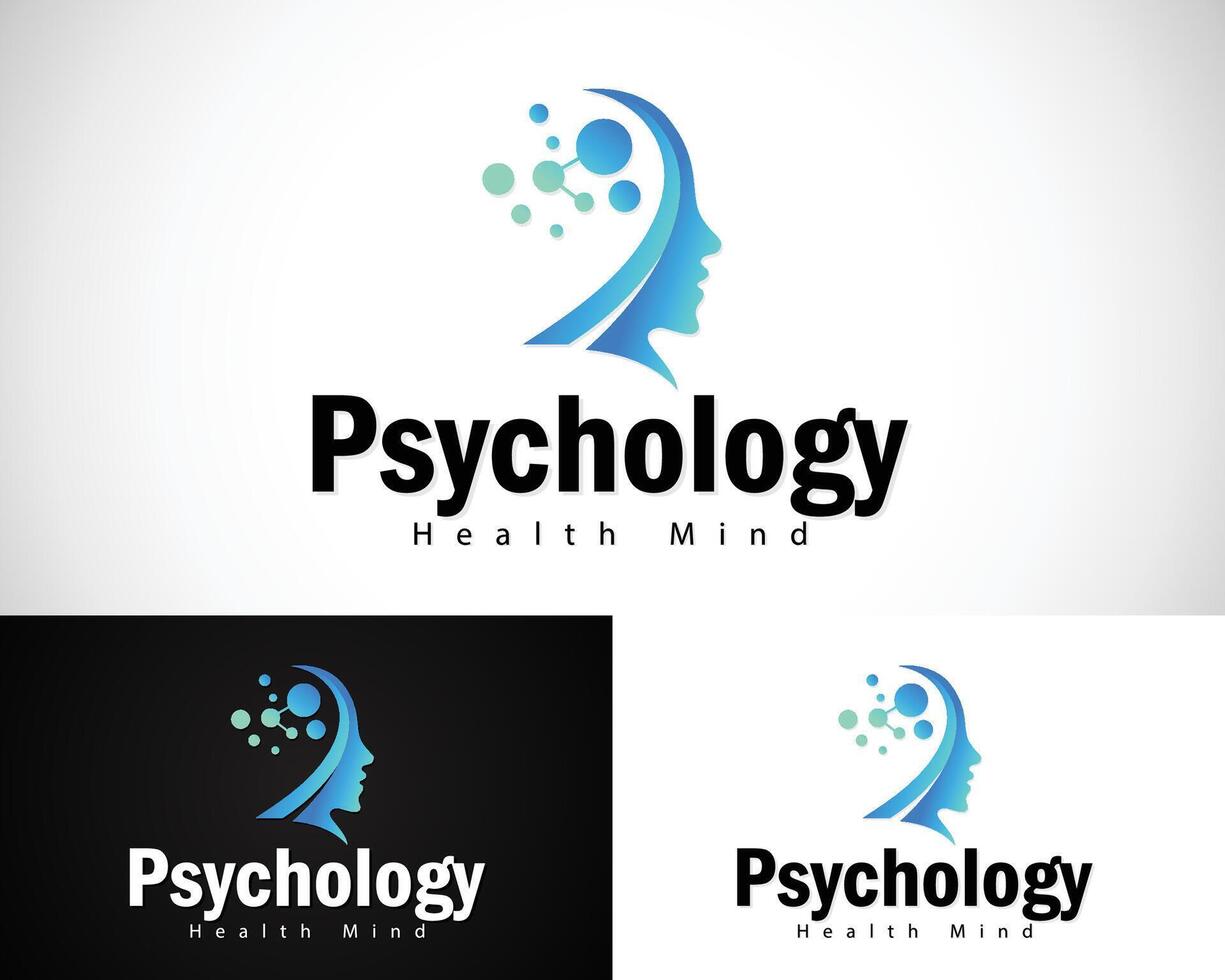 psicologia logo creativo design concetto tecnologia inteligente cervello vettore