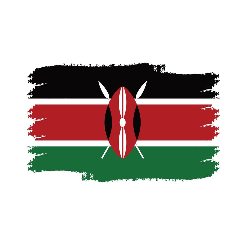 vettore di bandiera del kenya con stile pennello acquerello