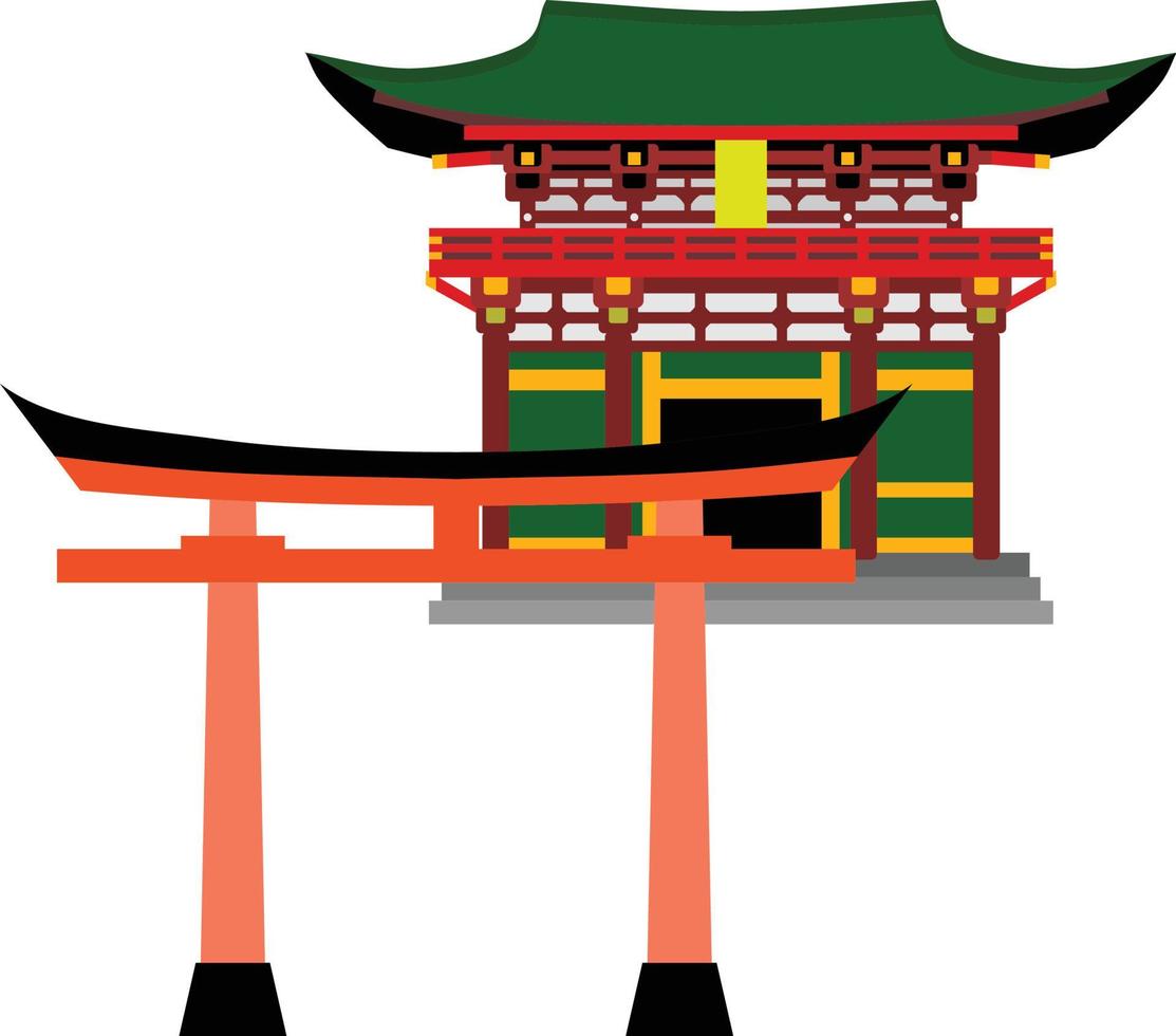 edificio di culto del tempio shintoista vettore
