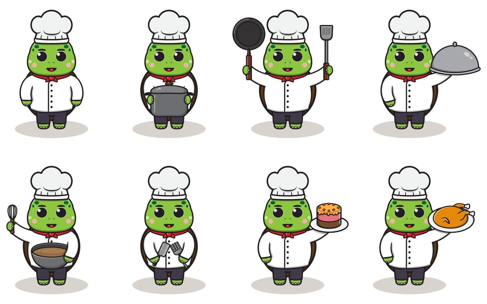 illustrazione vettoriale di cartone animato tartaruga chef