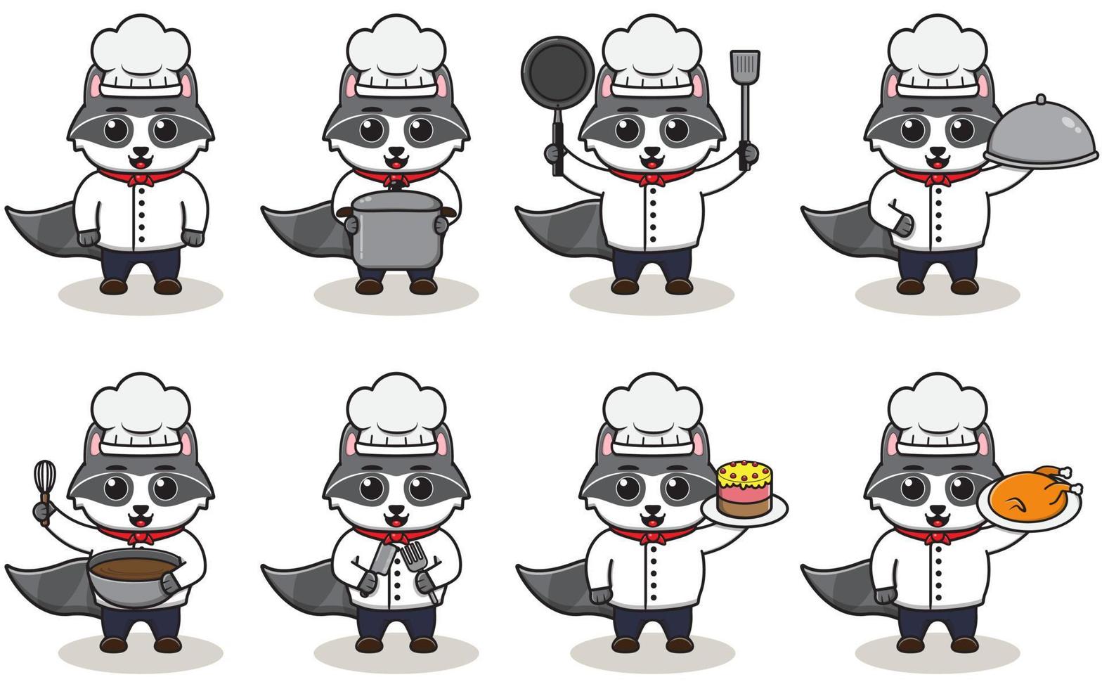illustrazione vettoriale di cartone animato chef procione.