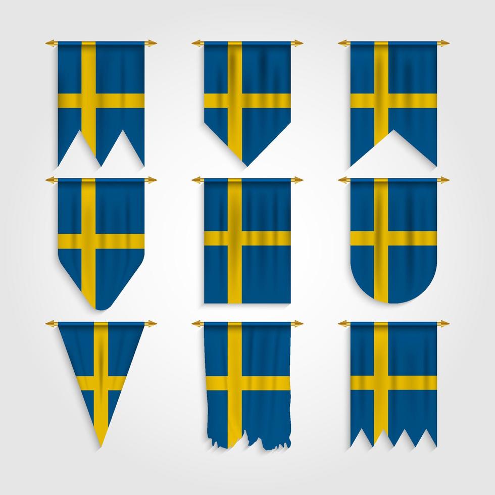 bandiera della svezia in diverse forme, bandiera della svezia in varie forme vettore