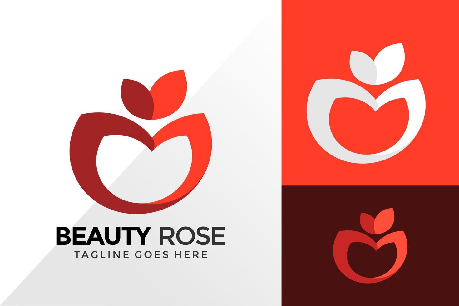 design del logo della rosa di bellezza, loghi dell'identità del marchio progetta il modello di illustrazione vettoriale