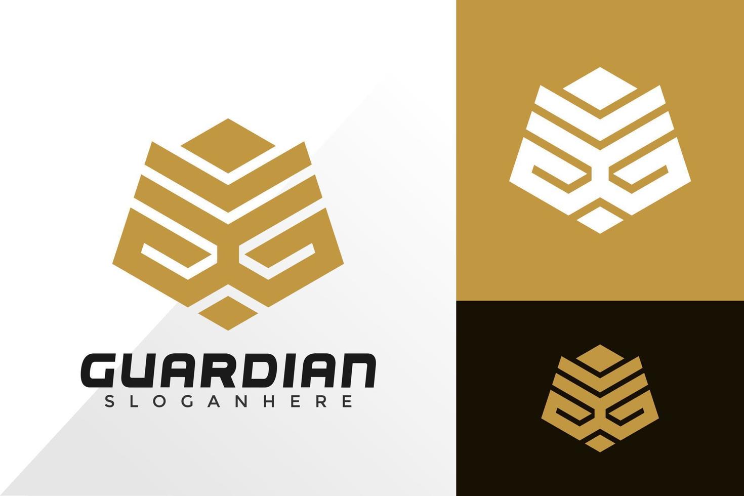 ispirazione per il design del logo del leone guardiano vettore