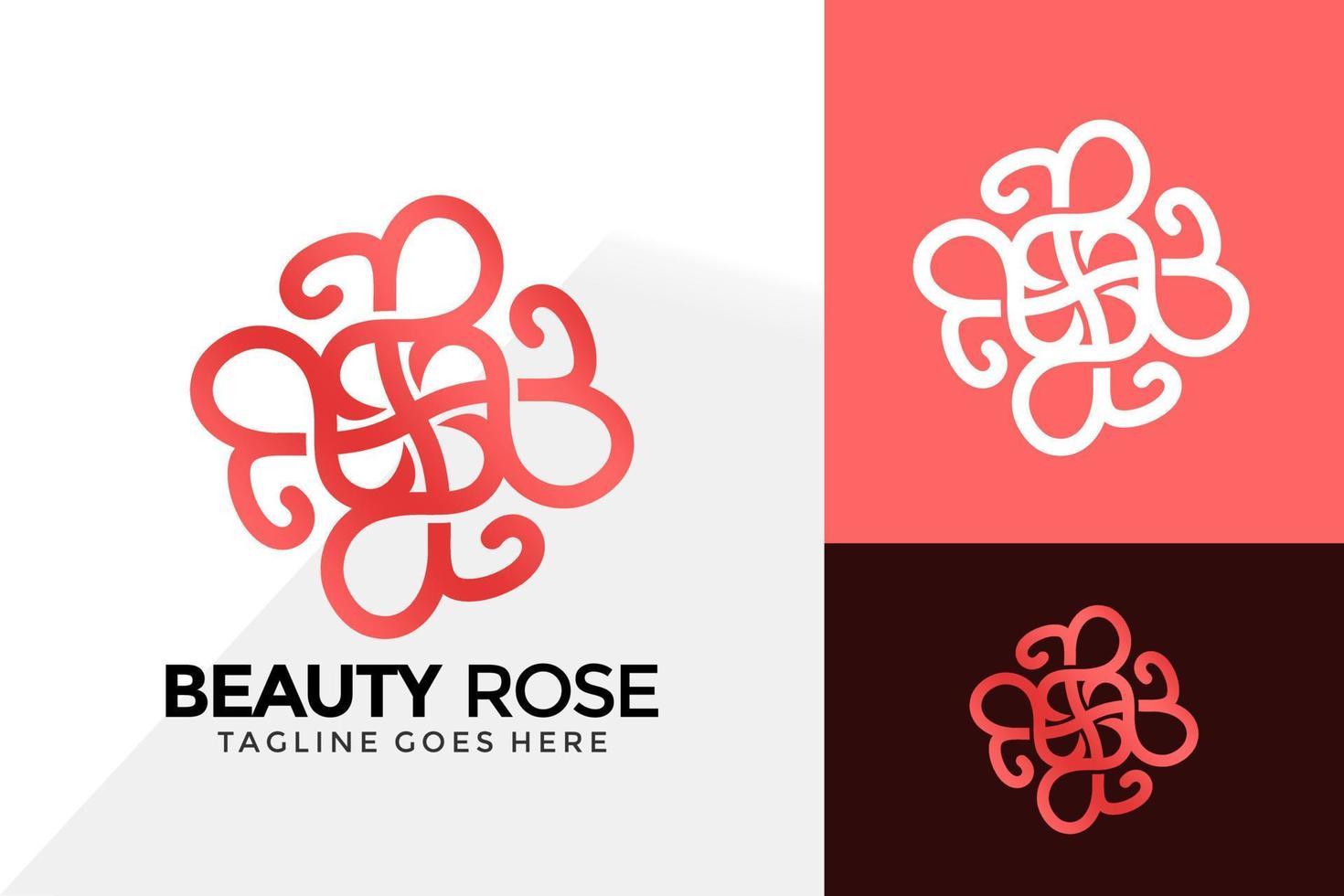 lettera b design del logo della rosa di bellezza, loghi dell'identità del marchio progetta il modello di illustrazione vettoriale