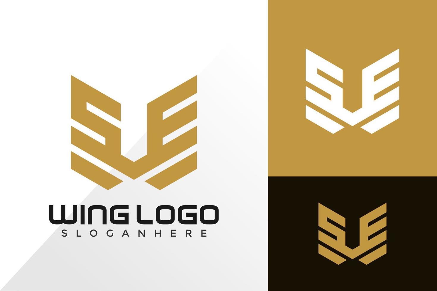 lettera se wing logo design ispirazione vettore