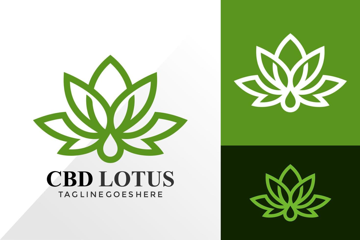 cbd flower lotus logo design, loghi astratti progetta il concetto per il modello vettore