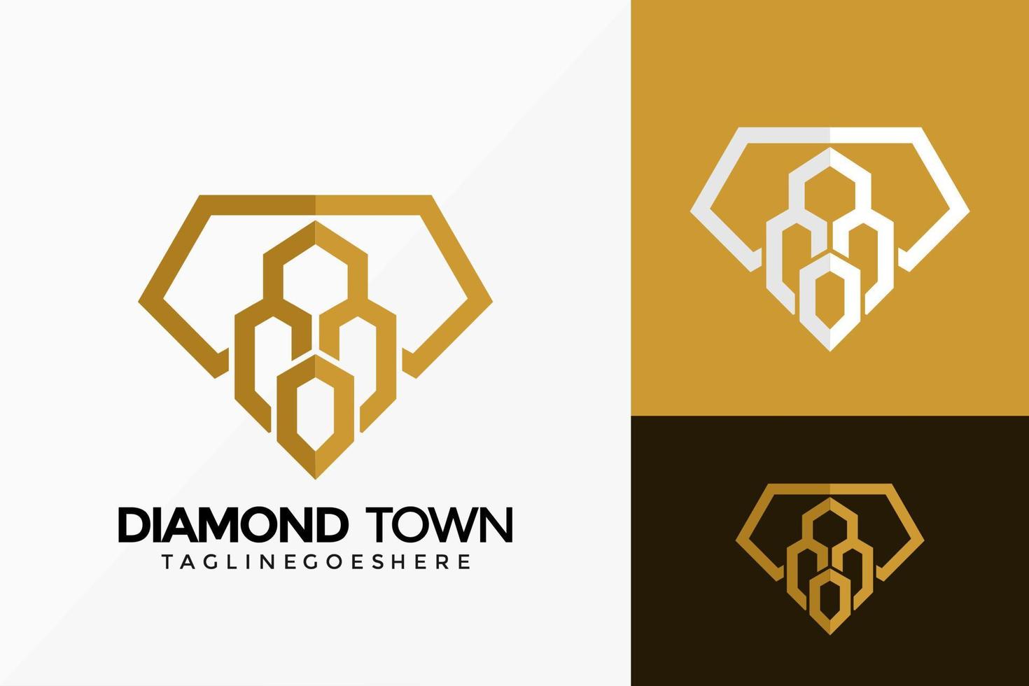 diamante città immobiliare logo disegno vettoriale. emblema astratto, concetto di design, loghi, elemento logotipo per modello. vettore