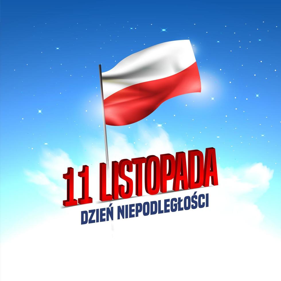 illustrazione vettoriale sul tema del giorno dell'indipendenza della polonia. tradurre il testo in polacco, giorno dell'indipendenza. 11 novembre