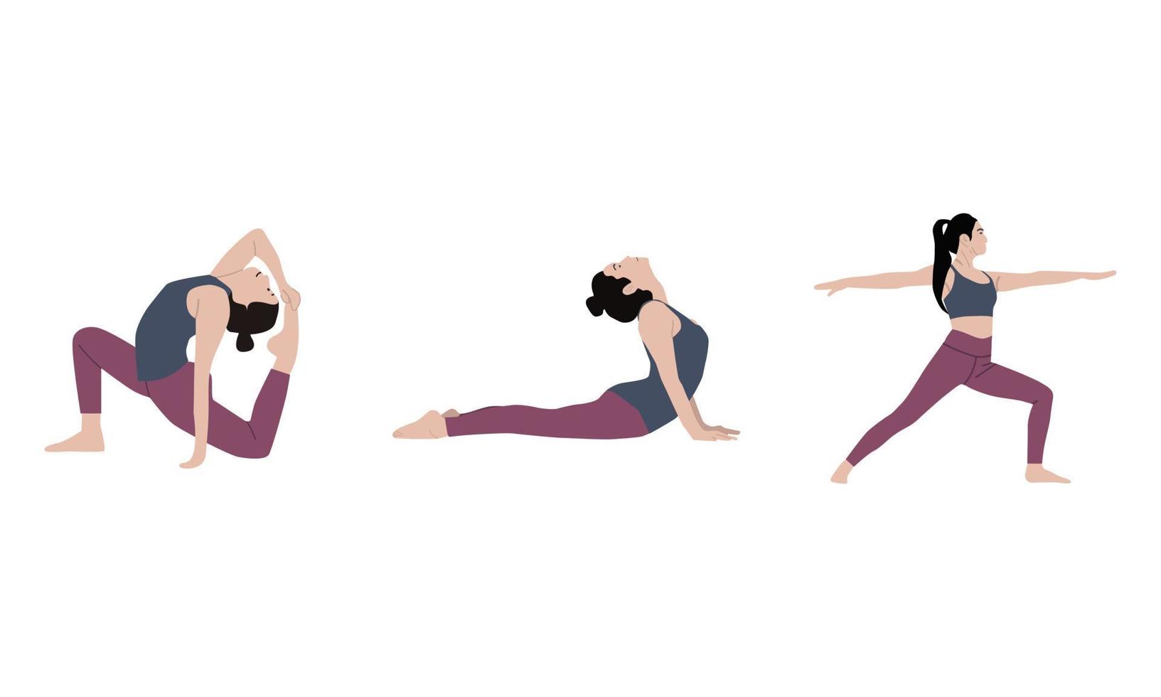 illustrazione di una donna che fa yoga vettore