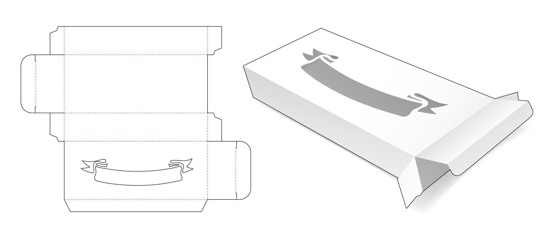 scatola lunga con modello fustellato con finestra a nastro vettore