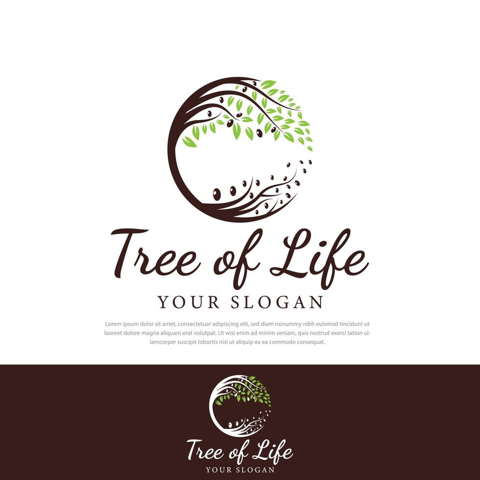 cerchio albero logo design simbolo di vita, bellezza, crescita, forza, salute. logo dell'illustrazione di vettore dell'albero della natura di design moderno