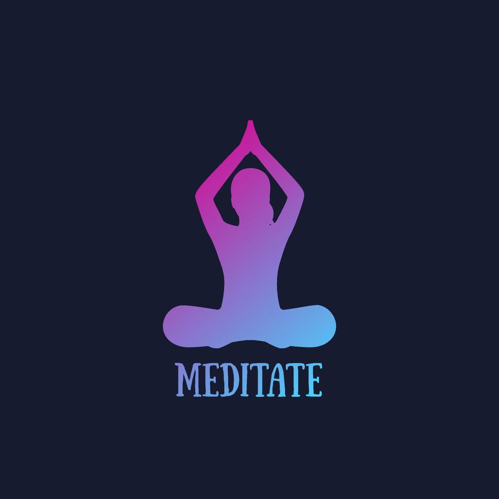 yoga, meditazione ragazza nella posizione del loto, illustrazione vettoriale
