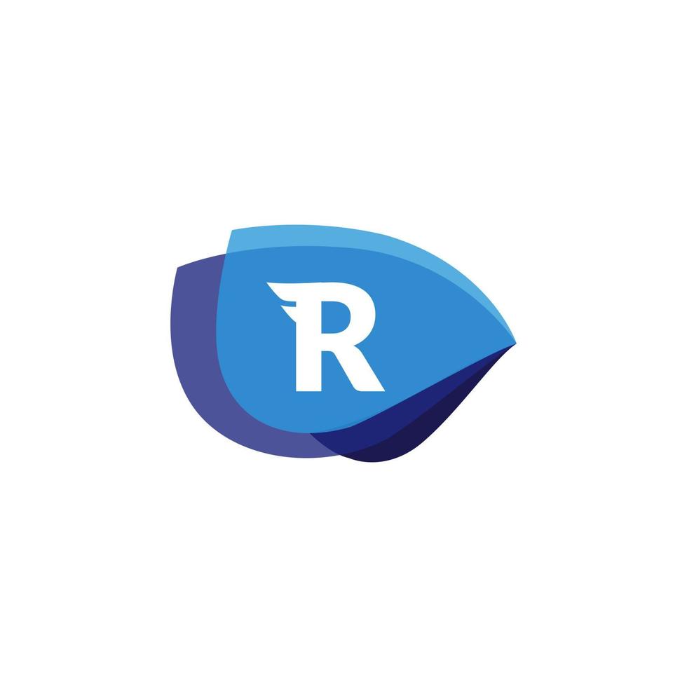 iniziale della lettera r dell'alfabeto in forme blu vettore