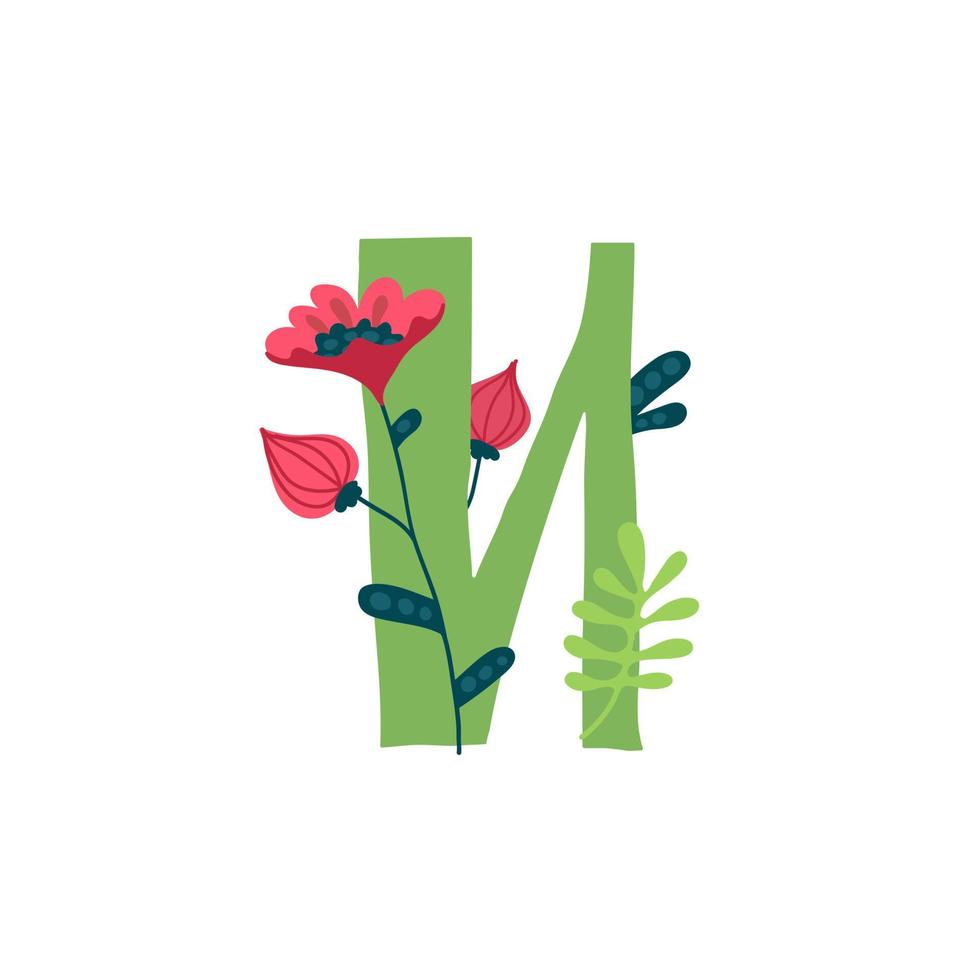 lettera dell'alfabeto russo. vettore. carattere cirillico slavo. belle lettere colorate in piante e fiori. botanica e florovivaistica. logo decorativo. vettore