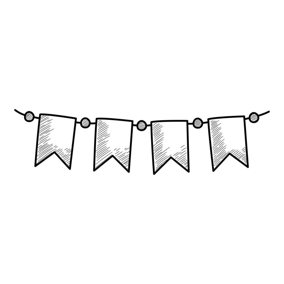 icona del filo delle bandiere delle vacanze di natale, stile disegnato a mano e struttura vettore