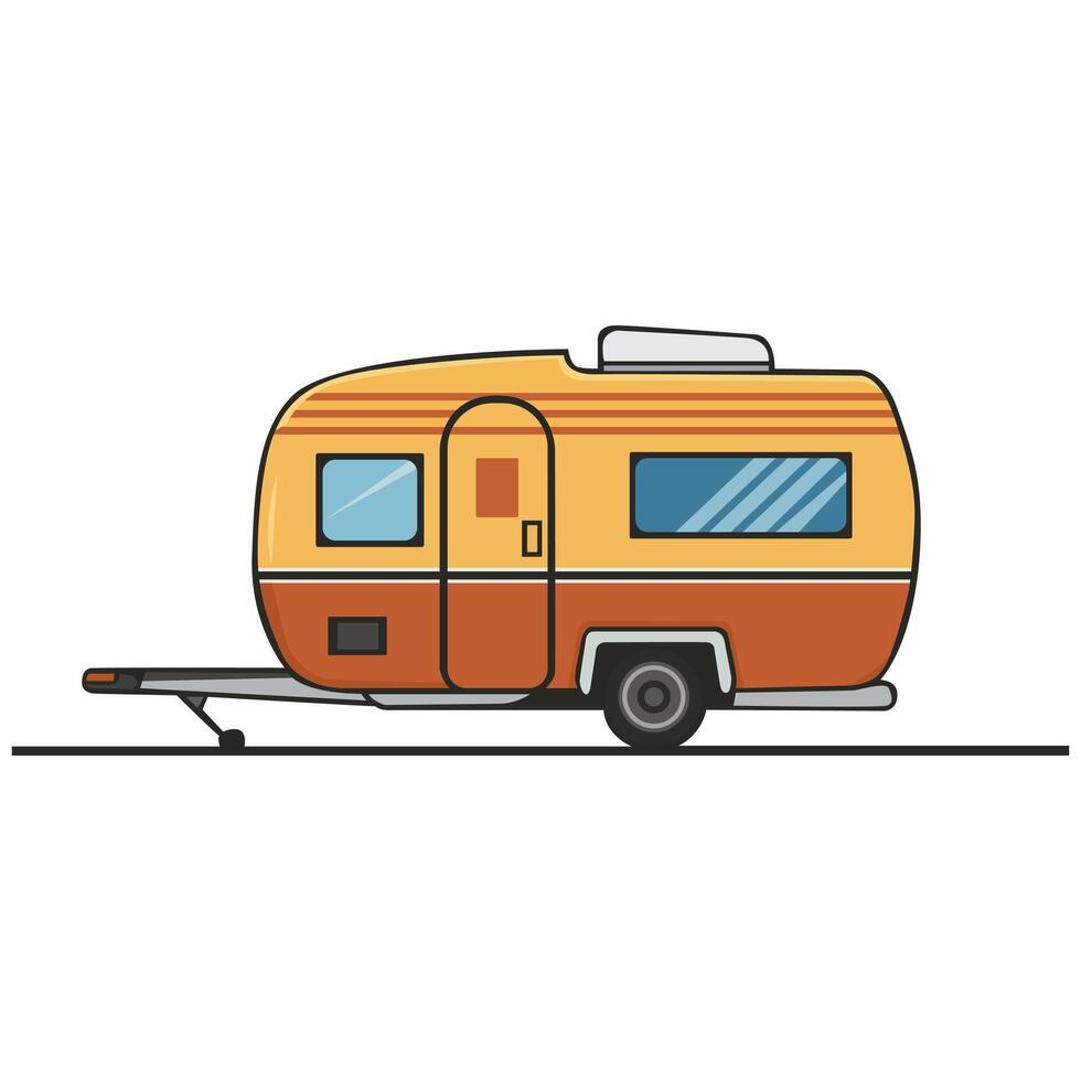 caravan, camper trailer per estate in viaggio camper, ricreativo veicolo, furgone, camper. piatto illustrazione isolato su bianca sfondo vettore