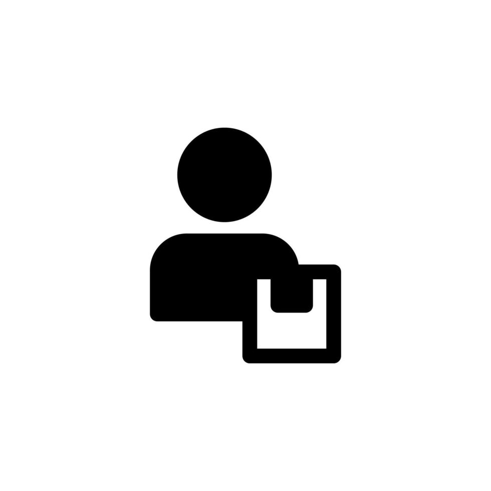corriere icona design illustrazione vettoriale con simbolo cliente, acquirente, cliente, postino, prodotto per attività pubblicitaria