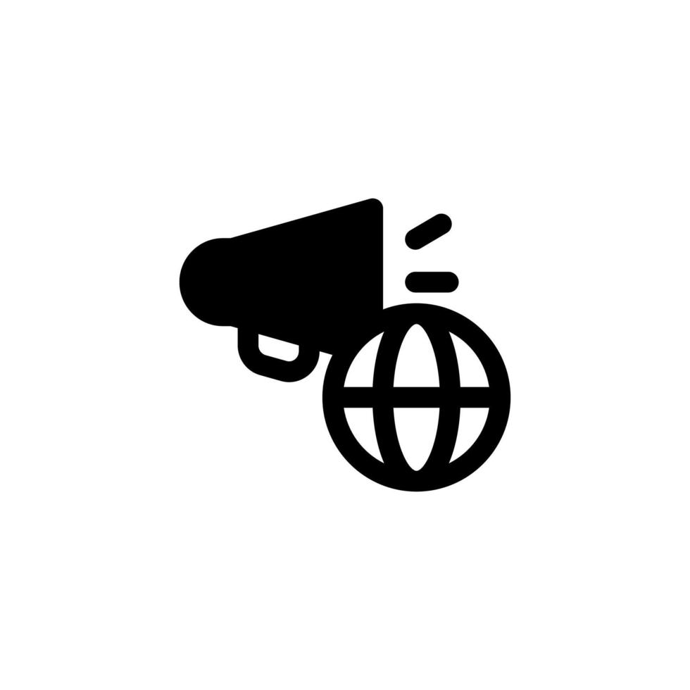 illustrazione vettoriale di progettazione dell'icona di promozione online con annunci di simboli, pubblicità, megafono, globo per attività pubblicitarie