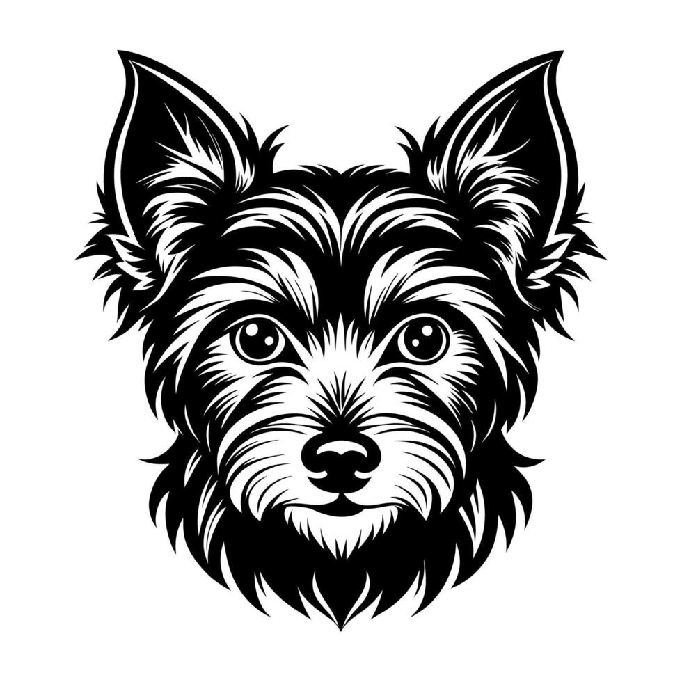 un' yorkshire terrier viso silhouette vettore