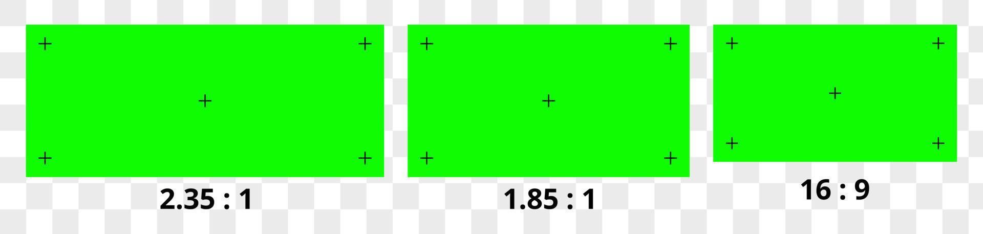 illustrazione vettoriale di sfondo dello schermo verde. marcatori di tracciamento del movimento vfx. elemento di marcatori di tracciamento di sostituzione di riprese video di concetto astratto.