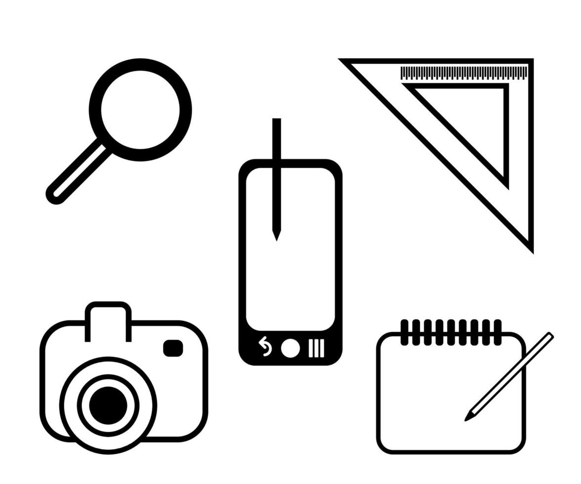 semplice set di icone per media creativi vettore