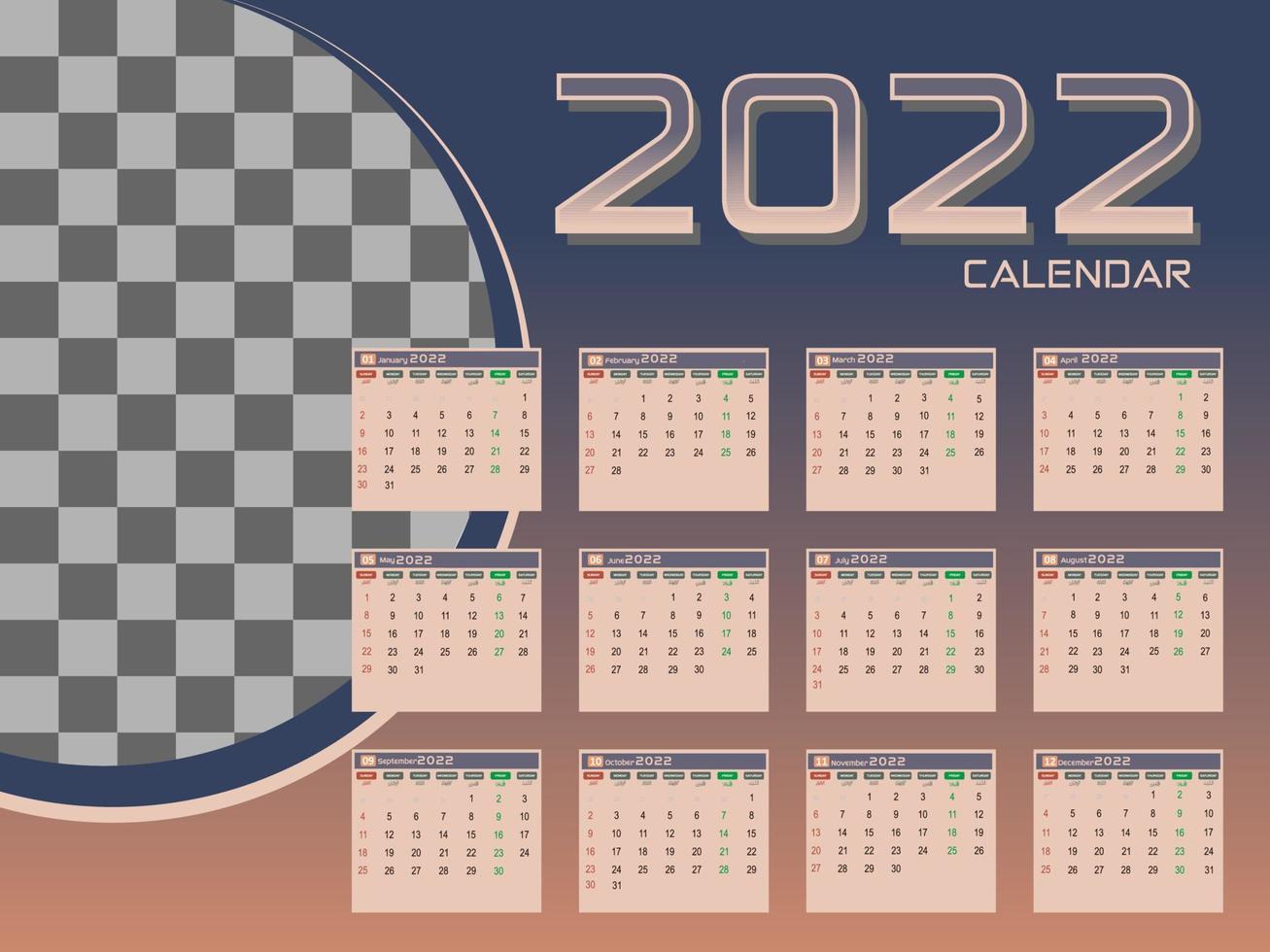 l'ultimo calendario 2022 vettore