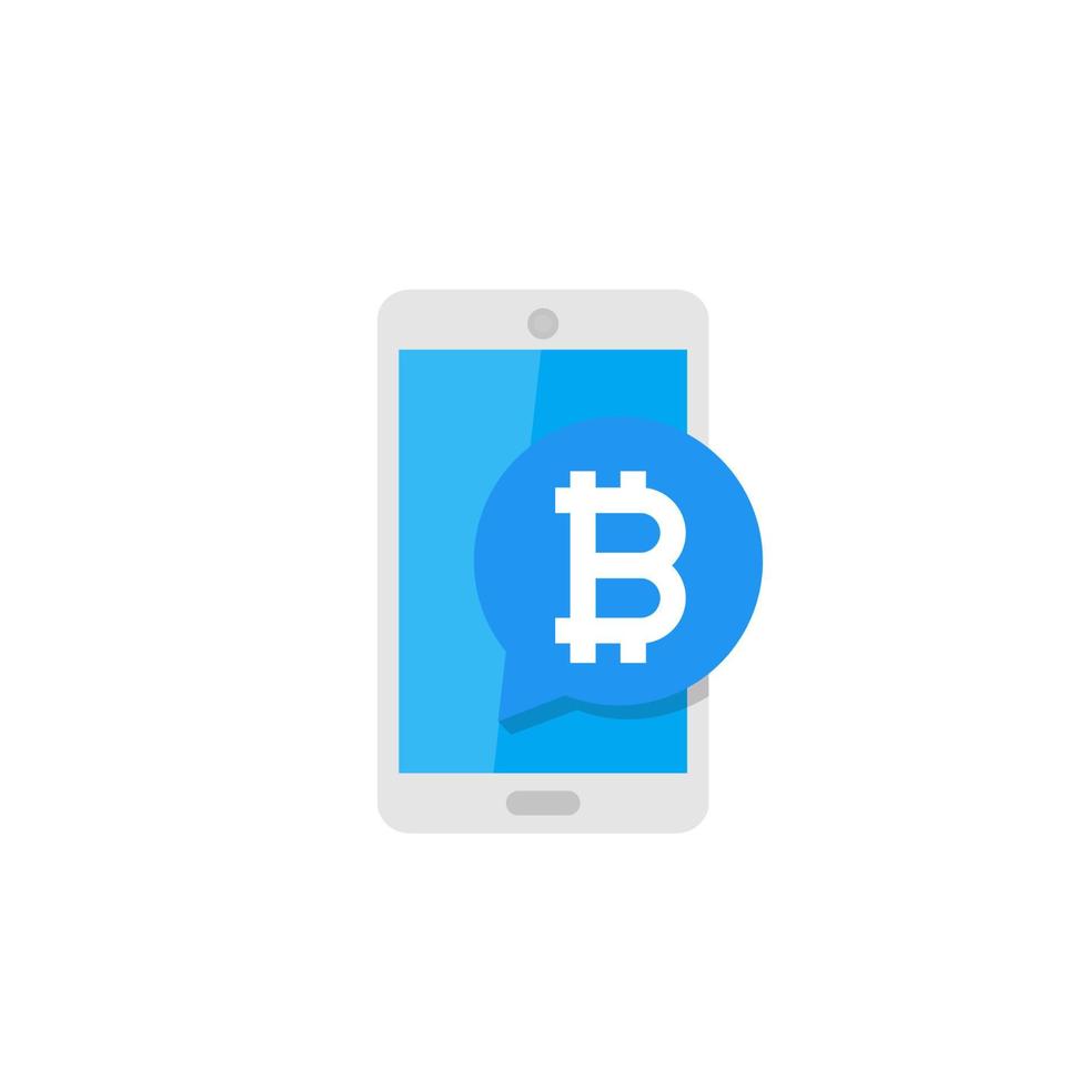pagamento mobile con illustrazione vettoriale bitcoin