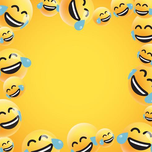 Gruppo di emoticon giallo dettagliato alto, illustrazione di vettore