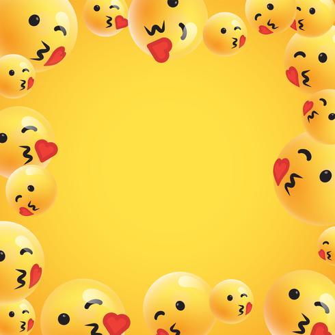 Gruppo di emoticon giallo dettagliato alto, illustrazione di vettore